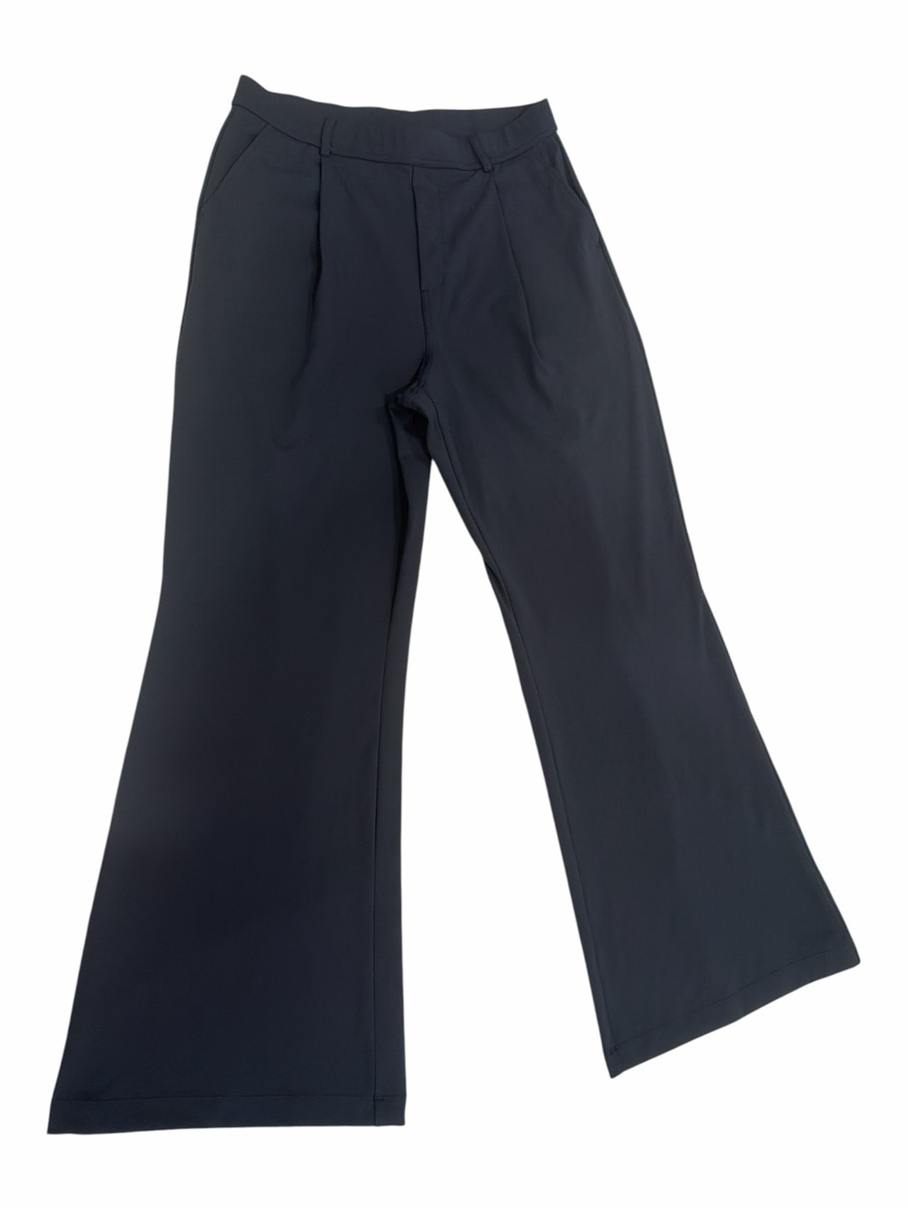 Halara Navy Blue High Waisted Pleated Wide Leg Dress Pants L Tall Like New